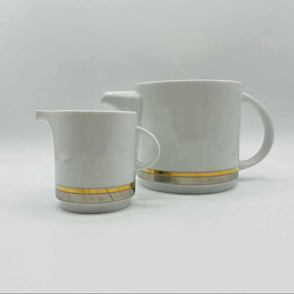 Vintage Mid-Century Thomas Germany Metallic Teapot and Creamer Set